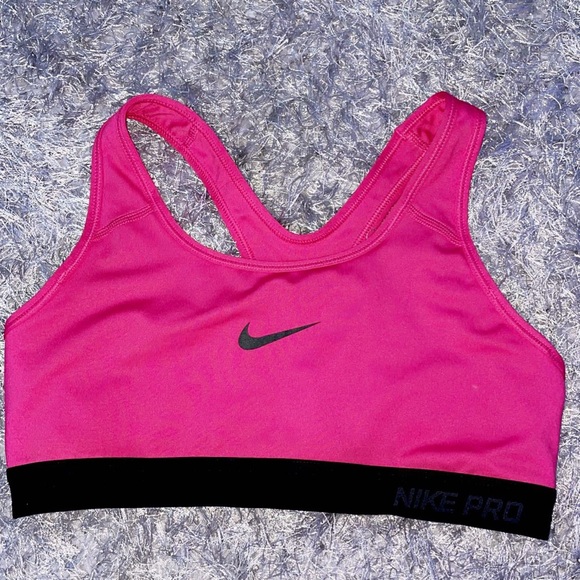 pink nike pro sports bra
